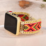Gold Red Boho Style Nylon Webbing Woven Apple Watch Strap Band