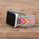 Pink Boho Style Nylon Webbing Woven Apple Watch Strap Band