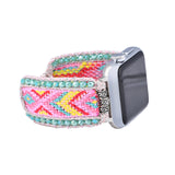 Pink Boho Style Nylon Webbing Woven Apple Watch Strap Band