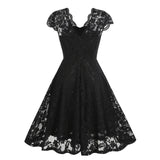1950s Floral Lace Swing V Collar Dress