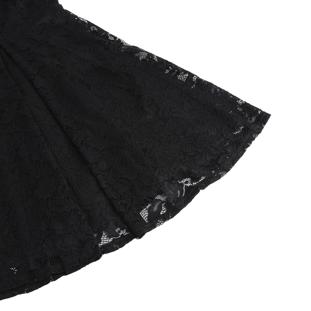 1950s Floral Lace Swing V Collar Dress