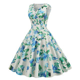 1950s Floral Print Swing Party Dress