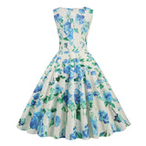 1950s Floral Print Swing Party Dress