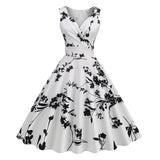 1950s Floral Print Swing Party Dress