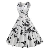 1950s Floral Print Swing Party Dress
