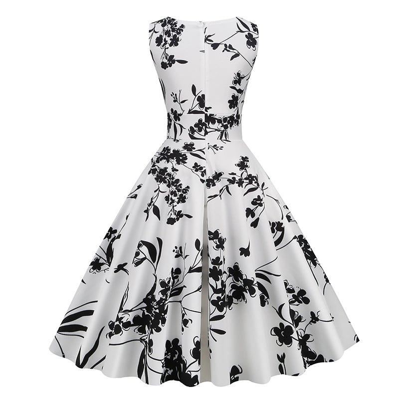 1950s Floral Print Swing Party Dress