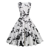 1950s Floral Print Swing Party Dress