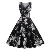 1950s Floral Print Swing Party Dress