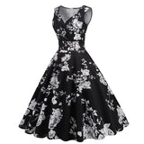 1950s Floral Print Swing Party Dress