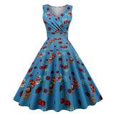 1950s Floral Print Swing Party Dress