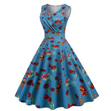 1950s Floral Print Swing Party Dress