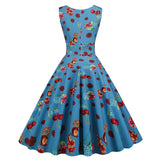 1950s Floral Print Swing Party Dress