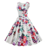 1950s Floral Print Swing Party Dress