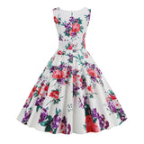 1950s Floral Print Swing Party Dress