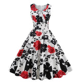 1950s Floral Print Swing Party Dress