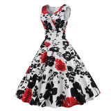 1950s Floral Print Swing Party Dress