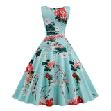 1950s Floral Print Swing Party Dress