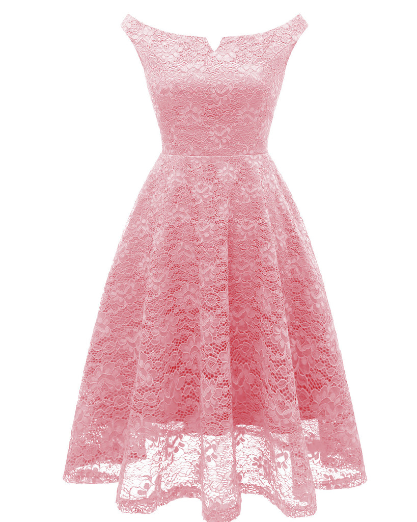 1950s Lace Floral Swing Dress