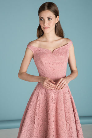 1950s Lace Floral Swing Dress