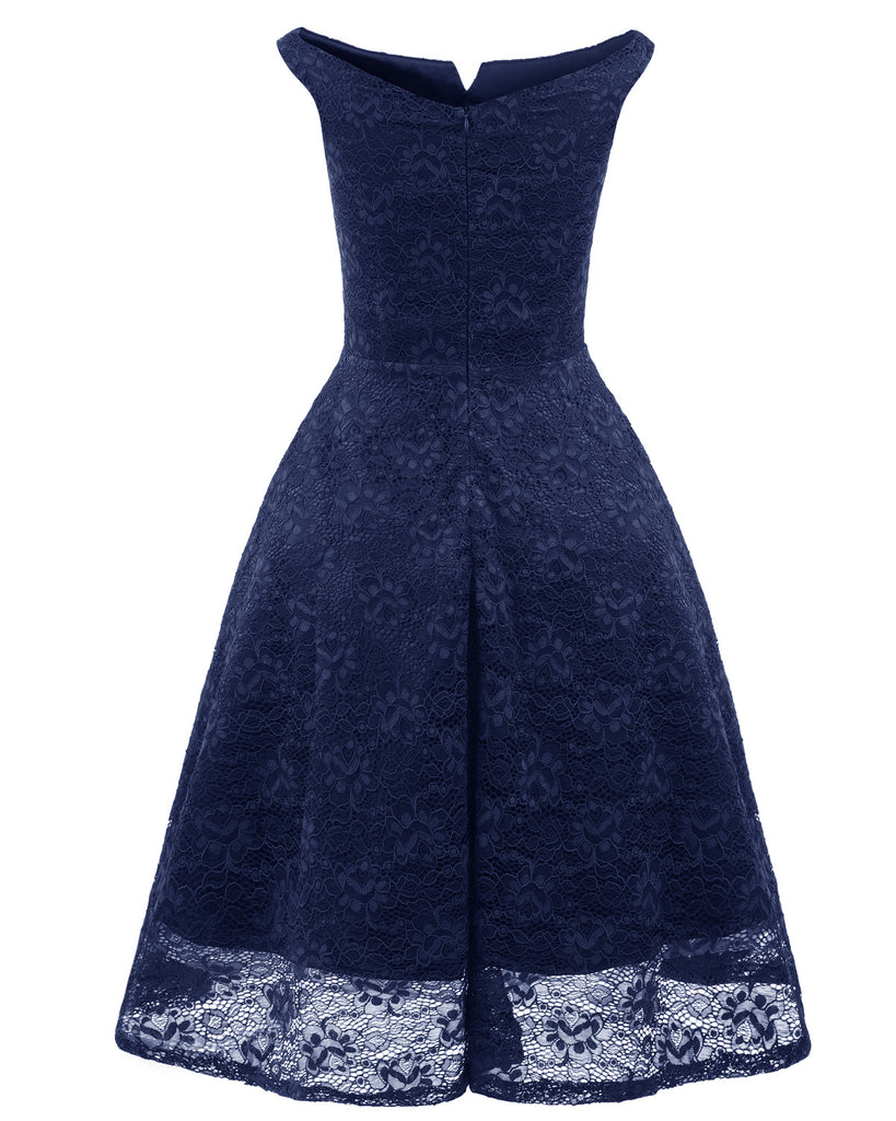 1950s Lace Floral Swing Dress