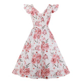 1950s Pink Floral Swing Dress