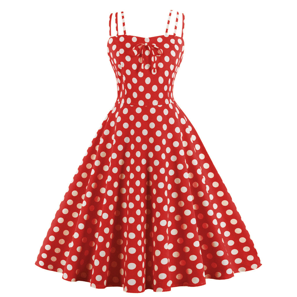 1950s Spaghetti Strap Polka Dot Dress