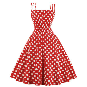 1950s Spaghetti Strap Polka Dot Dress