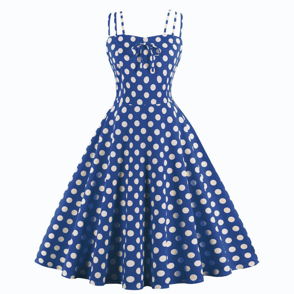 1950s Spaghetti Strap Polka Dot Dress