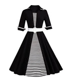 1950s Stripe Patchwork Swing Dress