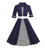 1950s Stripe Patchwork Swing Dress