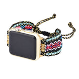 Black Boho Style Nylon Webbing Woven Apple Watch Strap Band