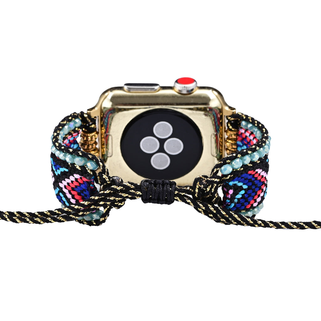 Black Boho Style Nylon Webbing Woven Apple Watch Strap Band