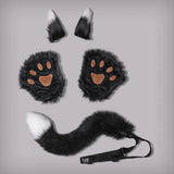 Fox Costume Set Fox Ears Tail Paw Gloves Animal Fancy Costume Kit Accessories for Adults Halloween Cosplay Costumes