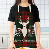 Linen Merry Christmas Apron Decorations for Home Kitchen Accessories Natal Navidad New Year Gifts