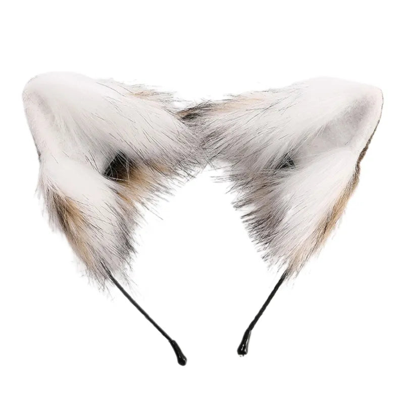 Women Animal Ears Headdress Plush Furry Ears Headband Lolita Headpiece Halloween Christmas Handmade Cosplay Accessories