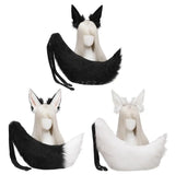 Animal Wolf Ears Headdress Tail Set Plush Handmade Costume Set Anime for Halloween Christmas Cosplay Accessories