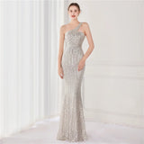 Women New Design Slash Neck Party Maxi Dress One Shoulder Sequin Evening Dress Long Prom Dress