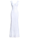 Sexy V Neck Backless White Sequin Evening Dress New Women Beading Party Maxi Long Prom Dress
