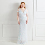 Plus Size Women New Off Shoulder Party Bodycon Maxi Dress Elegant V Neck Gold Sequin Evening Dress