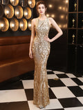 Sexy Backless White Sequin Evening Dress New Women Party Bodycon Maxi Dress
