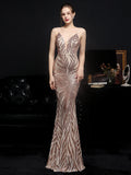 Women Strap Party Maxi Dress Sexy V Neck Evening Dress White Sequin Long Prom Dress