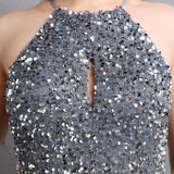 Women Slit Sexy Party Maxi Dress Off Shoulder Sequin Evening Dress