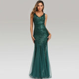 Green Evening Sleeveless Elegant Mermaid Long Formal Party Dress