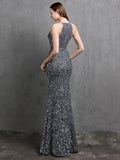 Women Slit Sexy Party Maxi Dress Off Shoulder Sequin Evening Dress