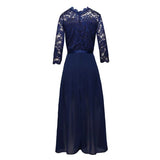 Lace and Chiffon Vintage Style Robes Evening Party Maxi Dress Women 3/4 Length Sleeve Spring Elegant Long Dresses