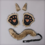Fox Costume Set Fox Ears Tail Paw Gloves Animal Fancy Costume Kit Accessories for Adults Halloween Cosplay Costumes