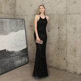 Off Shoulder Tassel Sequin Dress Women Sexy Corss Back Long Evening Party Dress