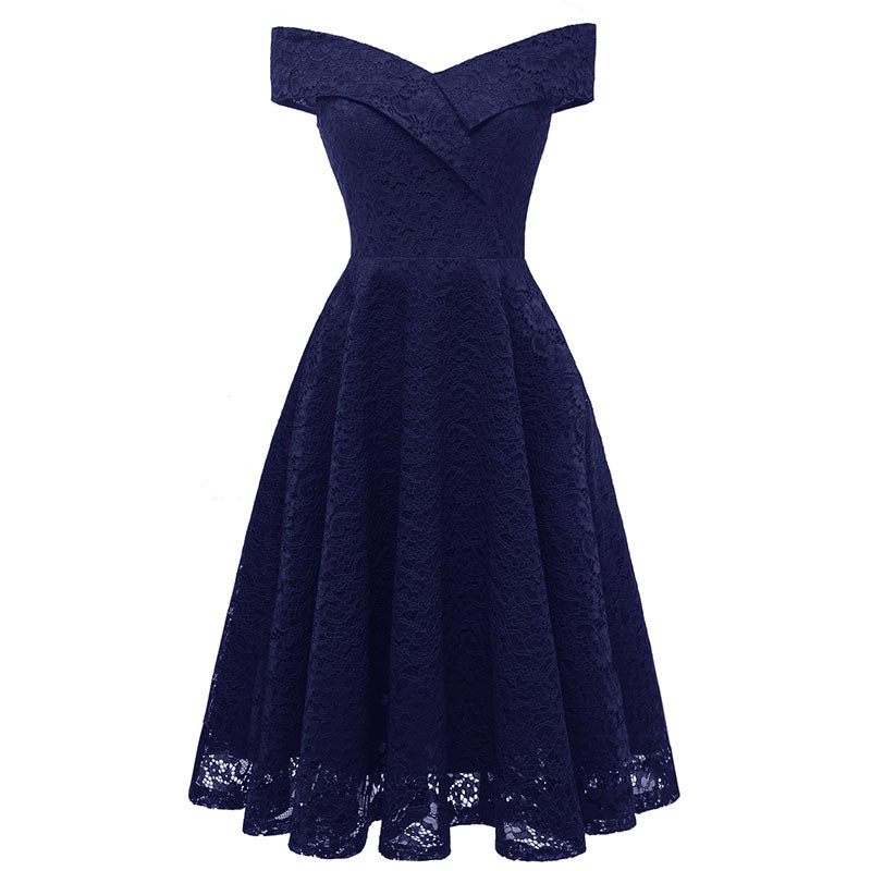 1950s Lace Floral Swing Dress