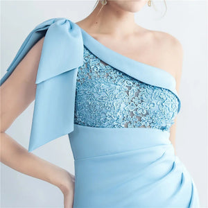 Slash Neck Appliques Party Maxi Dress Women Sexy Slit Long Evening Dress