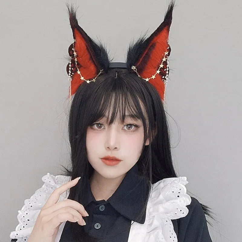 Electric Bunny Headband with Dangle Jewelry Decors Adult Punk Cosplay Headband